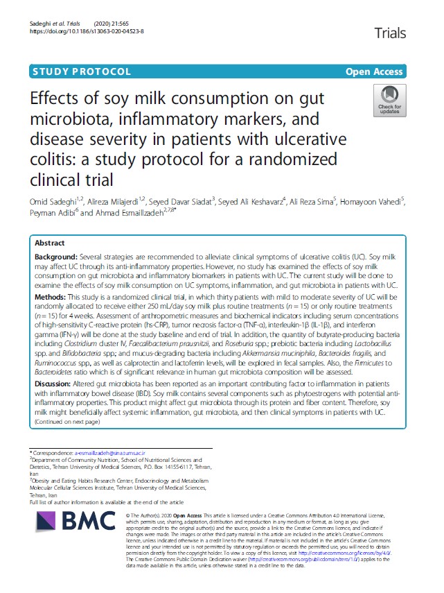 Effects of soy milk consumption on gut microbiota, inflammatory markers